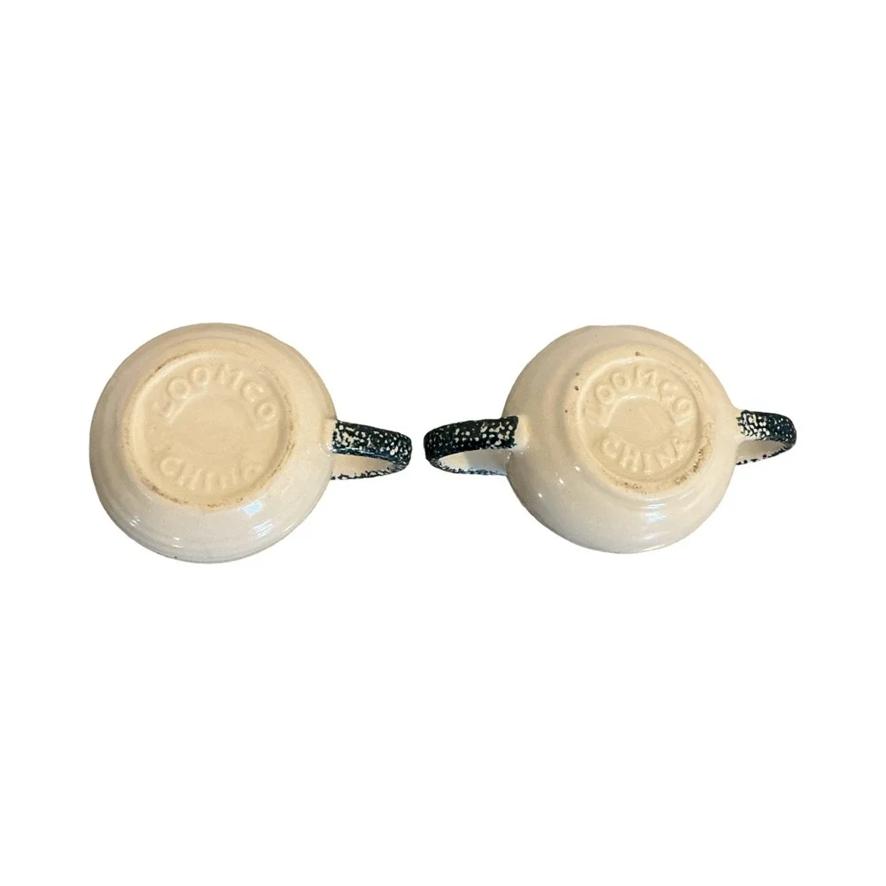 Loomco‎ China Cream and Sugar Set Apple Motif Ceramic Farmhouse Cottagecore
